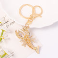 Red Enamel Lobster Keychain Rhinestone Body Gold Tone Clasp view 2