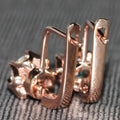 Rose Gold Leverback Round Clear Stone Earrings Scalloped Setting view 4