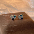Silver Heart Crystal Ear Cuff Teal Black Zircon Accents view 3