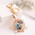 Rhinestone Flower Turtle Keychain Gold Clasp Five Colors view 3
