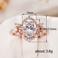 Rose Gold Oval Clear Stone Crown Finger Ring Sizes 6-10 view 4