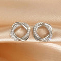 Gold Silver Black Intertwined CZ Knot Stud Earrings view 1