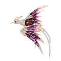 Gold Enamel Phoenix Brooch Rhinestone Wing Flying Bird Pin view 5