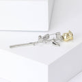 Long Stem Rose Brooch with Polished Metal and Decorative Accents view 3