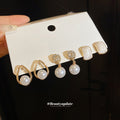 Gold Pearl Rhinestone Stud Earring Set Three Pair Styles view 3