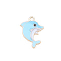 Blue Enamel Dolphin Charm with Curved Silhouette and Gold Tone Edge view 5