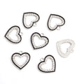 Black Edge Rhinestone Open Heart Pendant Charms in Two Finishes view 6