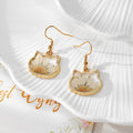 Cat Head Resin Dried Flower Dangle Earrings Gold Hooks 4 Styles view 6