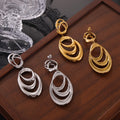 Titanium Steel Nested Geometric Loop Drop Earrings Gold Steel view 3