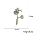 Green Enamel Lotus Seedpod Brooch Pearl Dragonfly Pin view 5