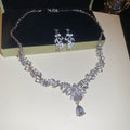 Floral Crystal Necklace and Stud Earring Jewelry Set view 8