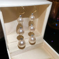 Pearl and Crystal Drop Earrings in Three Gold Tone Styles view 6