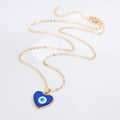 Gold Tone Blue Evil Eye Pendant Necklaces in Heart and Round Shapes view 5