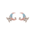Pastel Crescent Butterfly Silver Small Stud Earrings view 5