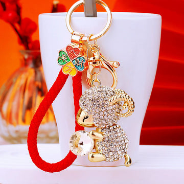 Gem Holding Sheep Keychains With Color and Wrist Strap Options