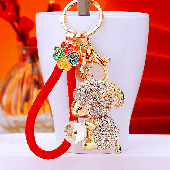 Gem Holding Sheep Keychains With Color and Wrist Strap Options