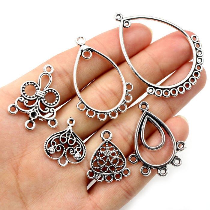 Antique Silver Filigree Multi Loop Earring Connectors