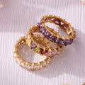 Triangle Crystal Eternity Rings in Six Colors and Three Sizes view 3