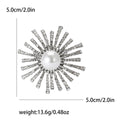 Pearl Sunburst Flower Brooch With Faceted Crystals And Polished Metal Details view 7