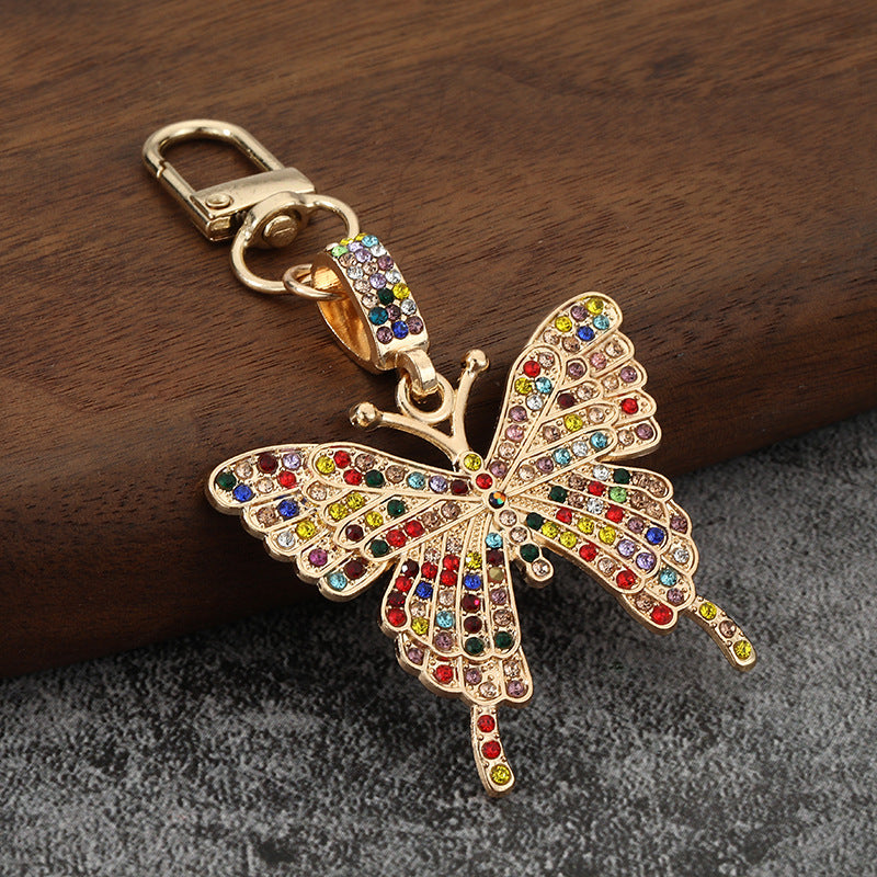 Large Rhinestone Butterfly Keychain Sparkly Bag Charm Pendant