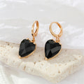 Gold Heart Crystal Hoop Earrings Pendant Necklaces Two Colors view 6
