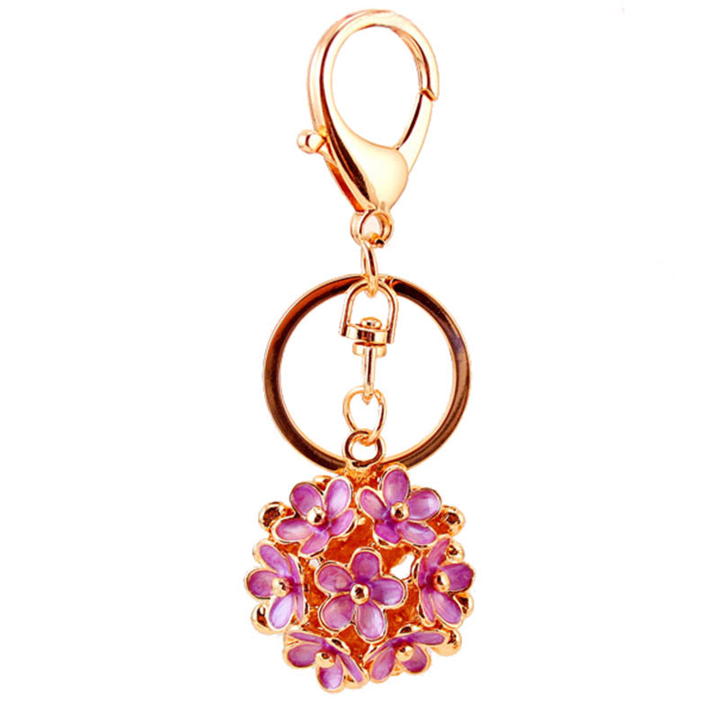 Double Sided Rhinestone Daisy Flower Keychain Metal Bag Charm for Women