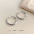 Silver Tone Smooth Round Hoop Earrings In Three Graduated Sizes view 6