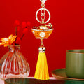 Jeweled Fortune Ingot Tassel Keychains in Five Bright Color Options view 4