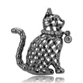 Decorative Openwork Woven Cat Metal Brooch in Two Finishes view 5