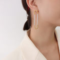 Elongated U Hoop Earrings With Double Row Clear Zircon view 3