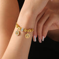 Gold Star Moon Tree of Life Bead Bracelets Titanium Steel view 3