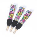 Floral Print Canvas Wrist Strap With Gold Tone Swivel Clasp view 5
