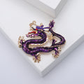 Coiled Dragon Enamel Brooch in Yellow Purple Red or Blue view 7