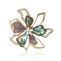 Shell Effect Petal Flower Brooch With Gold Crystal Outlines view 1