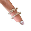 Silver Tone Thin Stacking Ring Bow Flower Lace 4 Styles view 5
