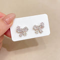 Silver Tone Butterfly Stud Earrings with Clear Crystals view 4