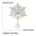 Gold Zircon Lotus Brooch Pearl Drop Court Style Copper Pin view 5
