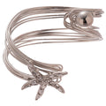 Silver Multi Wire Spiral Open Cuff Starfish Crystal Bracelet view 5