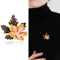 Layered Red Enamel Maple Leaf Brooch in Two Shades view 2