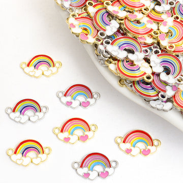 Rainbow Cloud Enamel Metal Jewelry Charms, 4 Designs