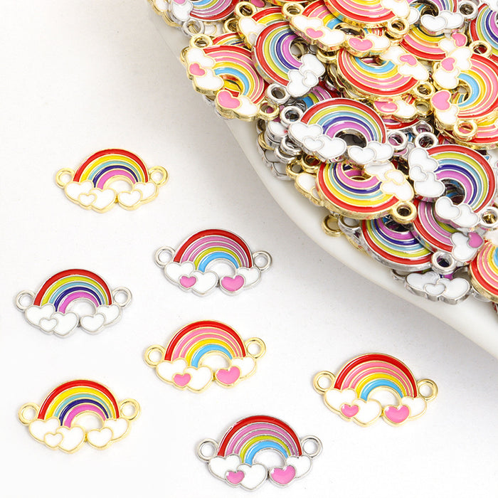 Rainbow Cloud Enamel Metal Jewelry Charms, 4 Designs
