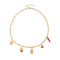 Heart Ladybug Chili and Medal Charm Necklace Collection in Gold Tone view 5