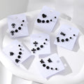 Black Tone Mixed Motif Stud Earring Three Pair Sets view 1