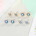 Blue Evil Eye Crystal Stud Earrings in Four Shapes and Finishes view 1