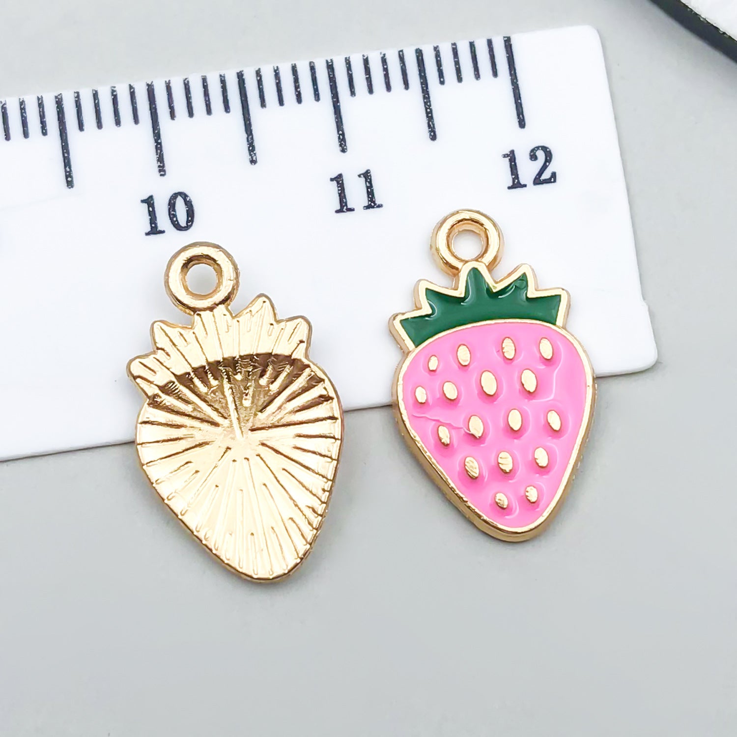 Rose Red Zinc Alloy Strawberry Cherry Fruit Charm Pendant for DIY Bracelet Necklace