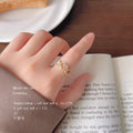 Gold Open Adjustable Linked Multi Heart CZ Band Ring view 3