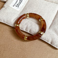 Acrylic Bamboo Wave Amber Gold Hinge Bangle Six Styles view 7