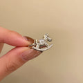 Gold Silver Rocking Horse Open Ring Crystal Pave Accents view 6
