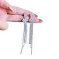 Crystal Crescent Tassel Drop Earrings with Distinctive Textured Details view 5