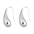 Silver Tone Mirror Polished Long Teardrop Hook Earrings For Women view 5